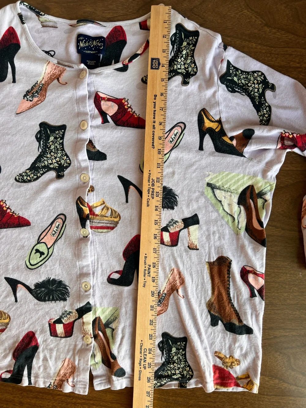 Nick & Nora Vintage Shoe Print Pajama Set 3X Lavender Button Top Pants Y2K Retro